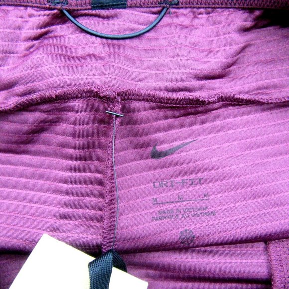 Nike Pro Dri-FIT Fleece Fitness Pants Men's Size Medium Maroon Black NEW - Picture 11 of 13